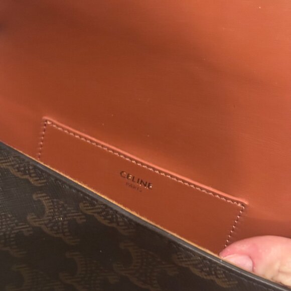 Celine Triomphe Canvas and Calfskin Clutch On Strap - Picture 3 of 4